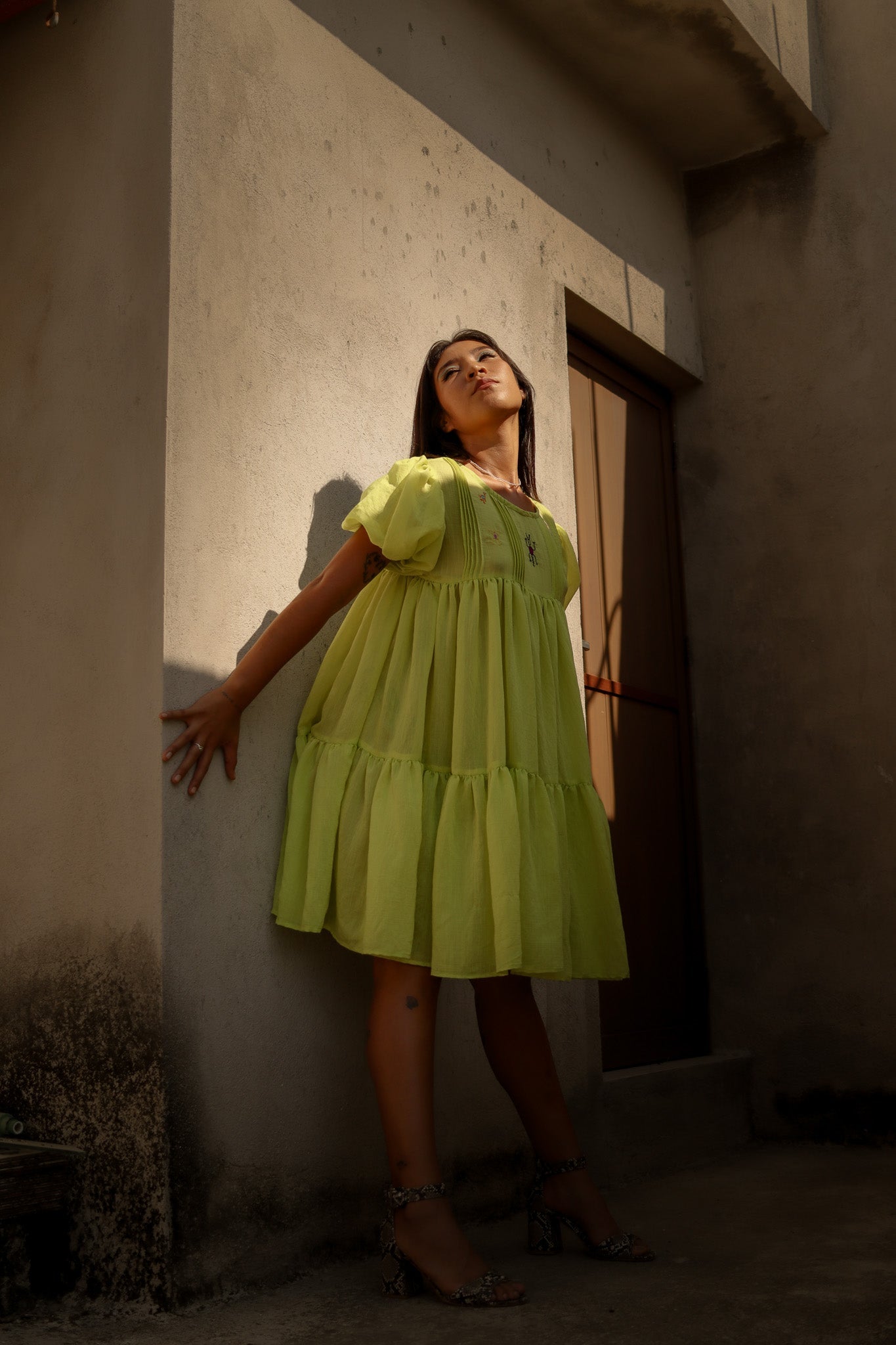 Cadena Mini Dress - Chartreuse - Cadena Collective