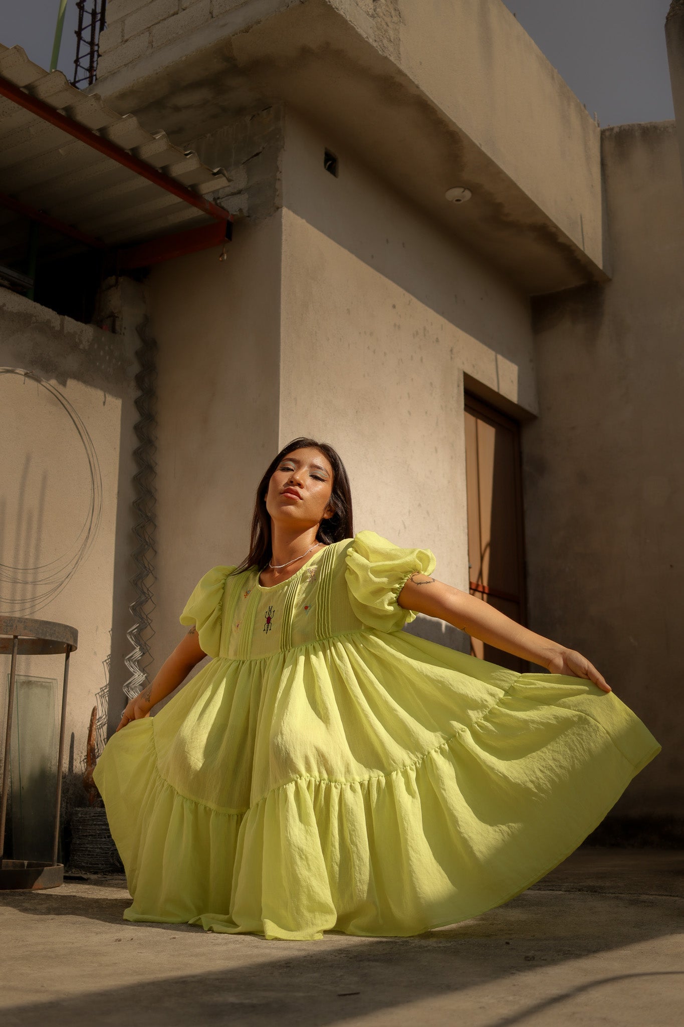 Cadena Mini Dress - Chartreuse - Cadena Collective