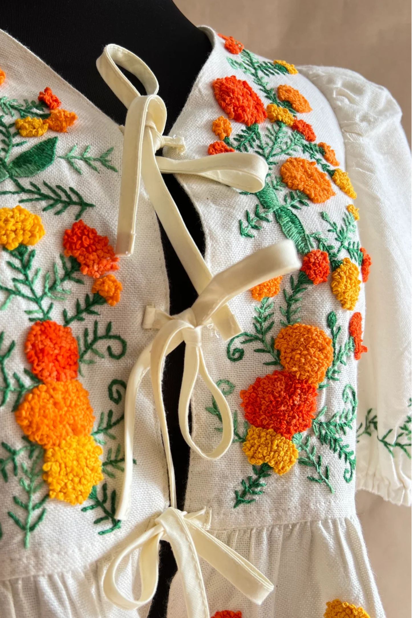Hand-embroidered Cempasúchil Top | Cadena Collective