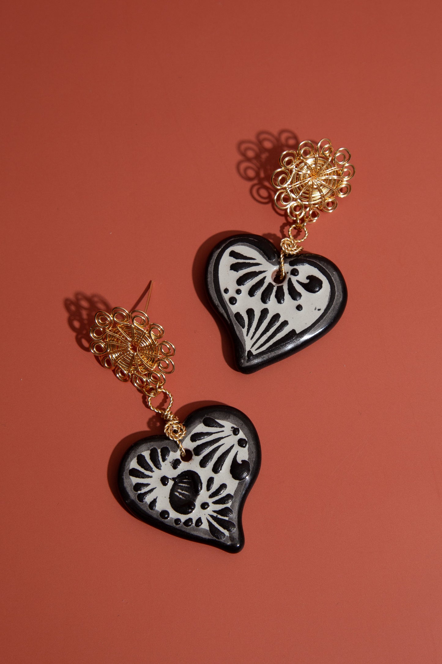 Corazón Talavera Earrings - White - Cadena Collective