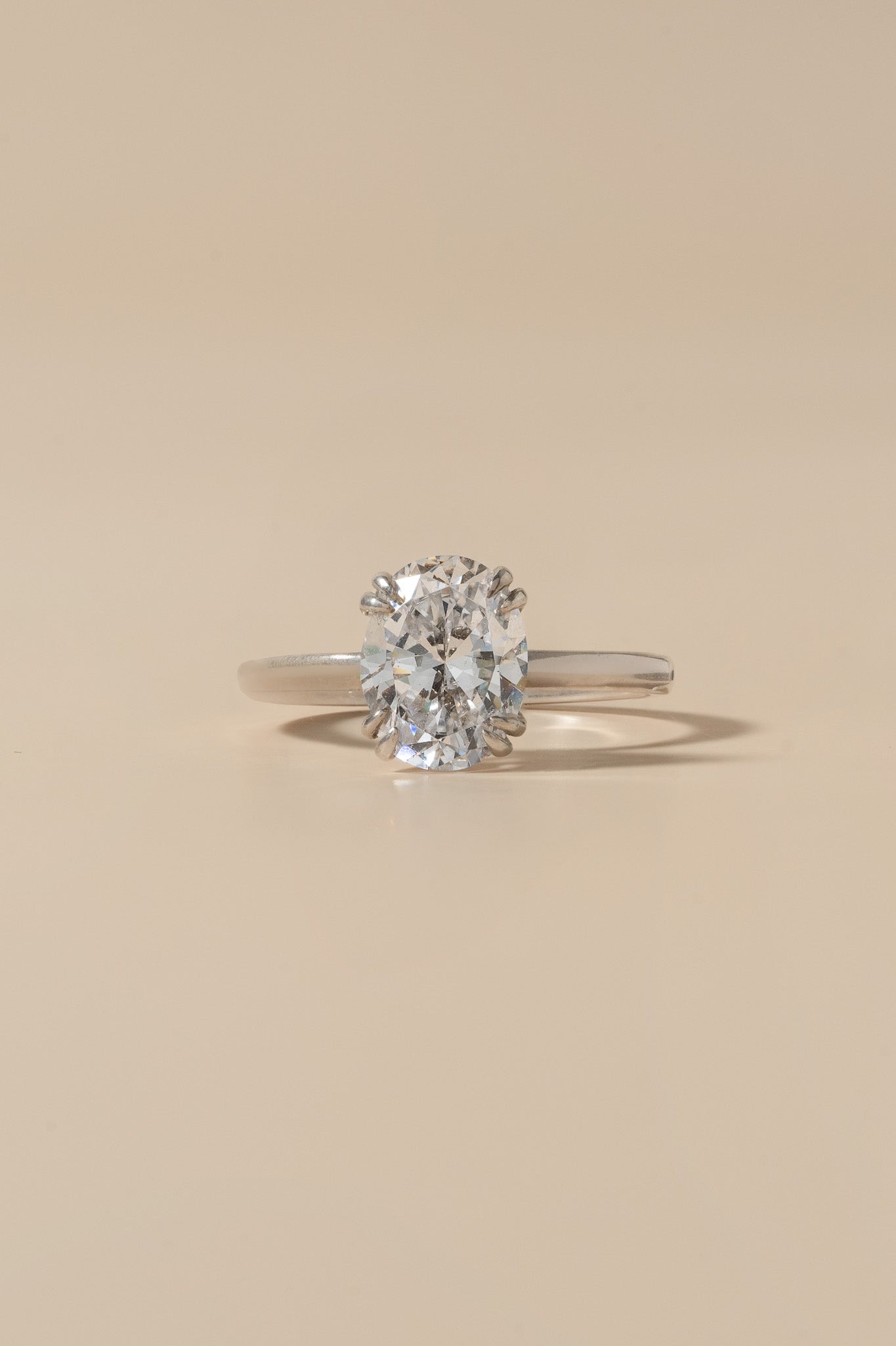 Oval Diamond Double Prong Solitaire Ring