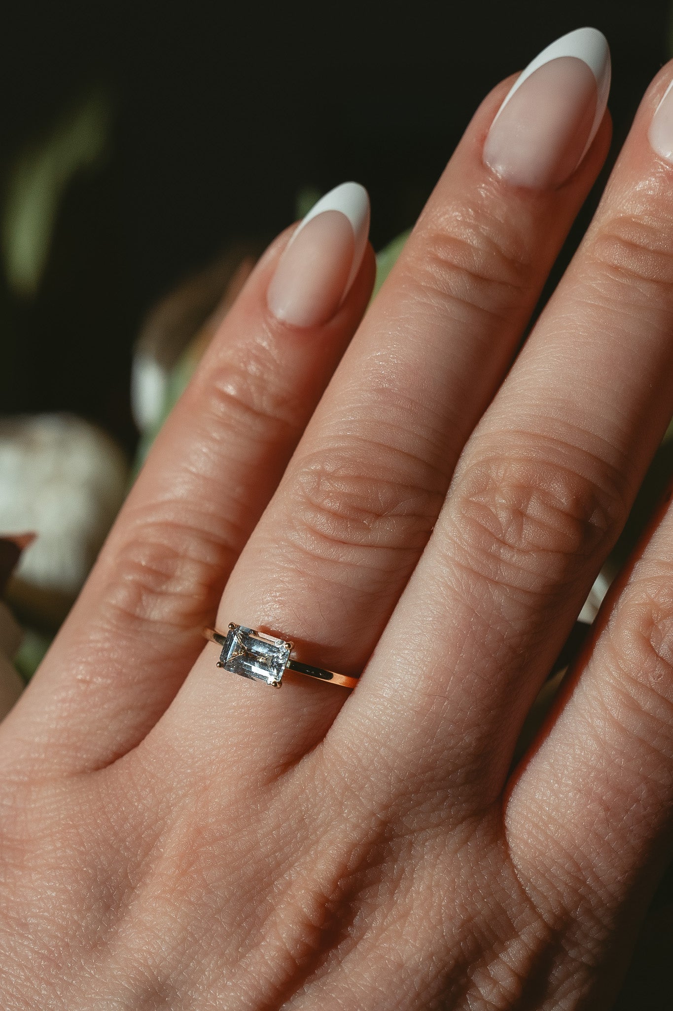 East West Emerald Cut Diamond Ring - Cadena Collective