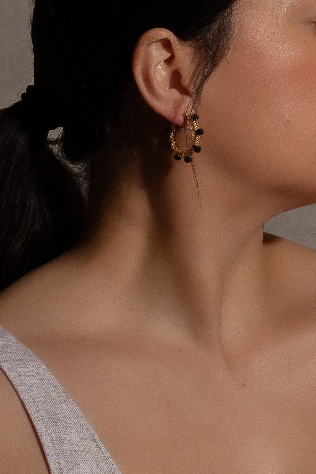 Emerald Hoop Earrings - Cadena Collective