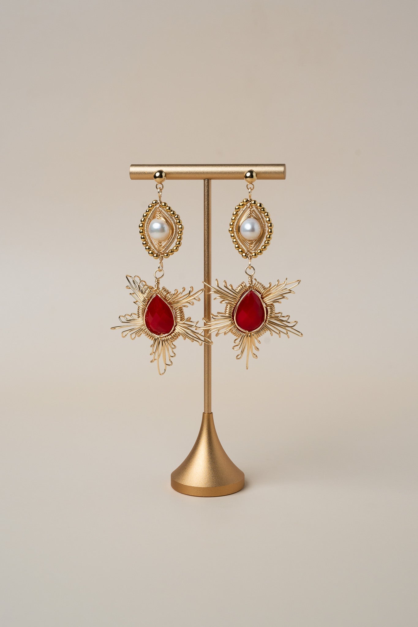 Emilia Drop Earrings - Red - Cadena Collective