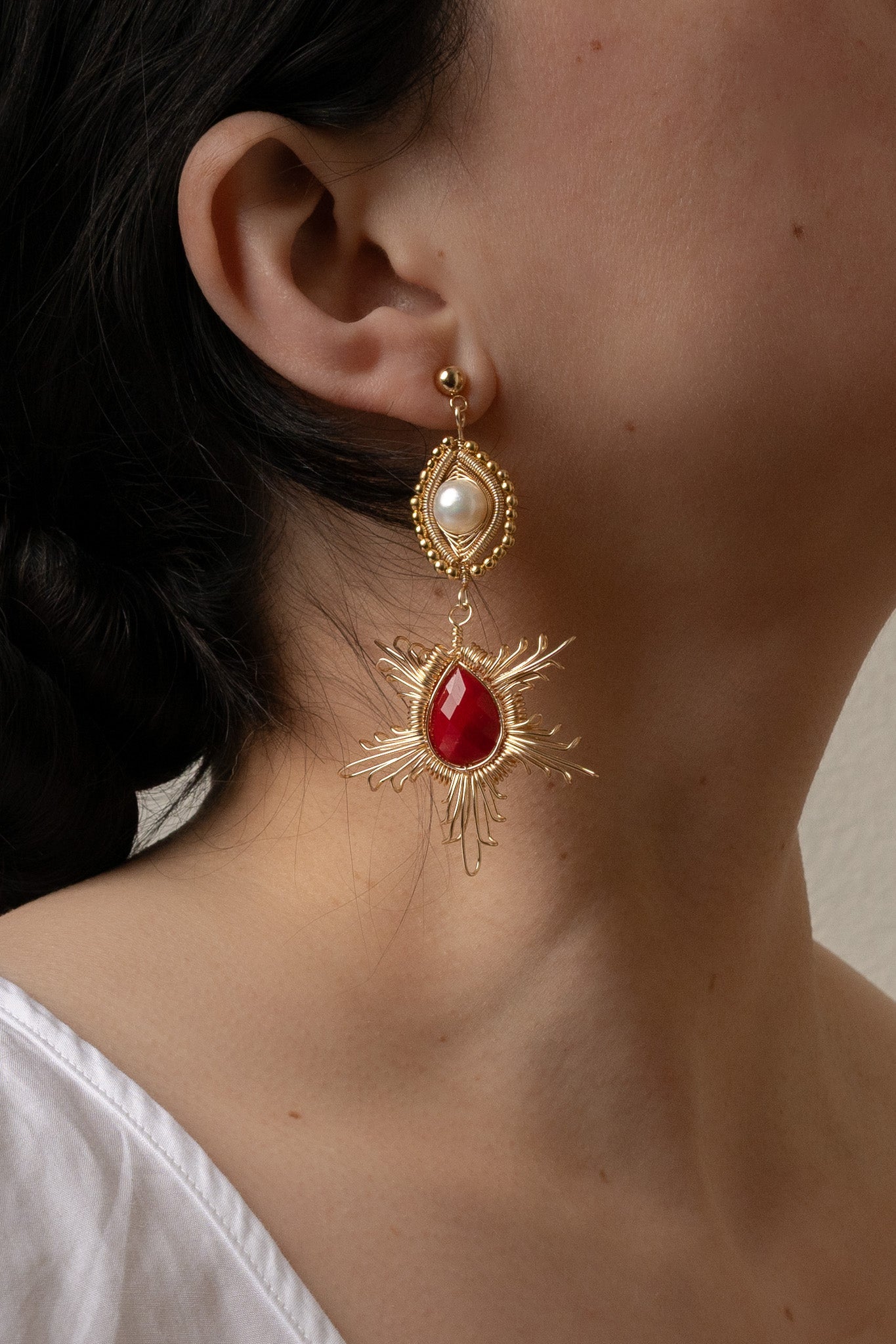 Emilia Drop Earrings - Red - Cadena Collective