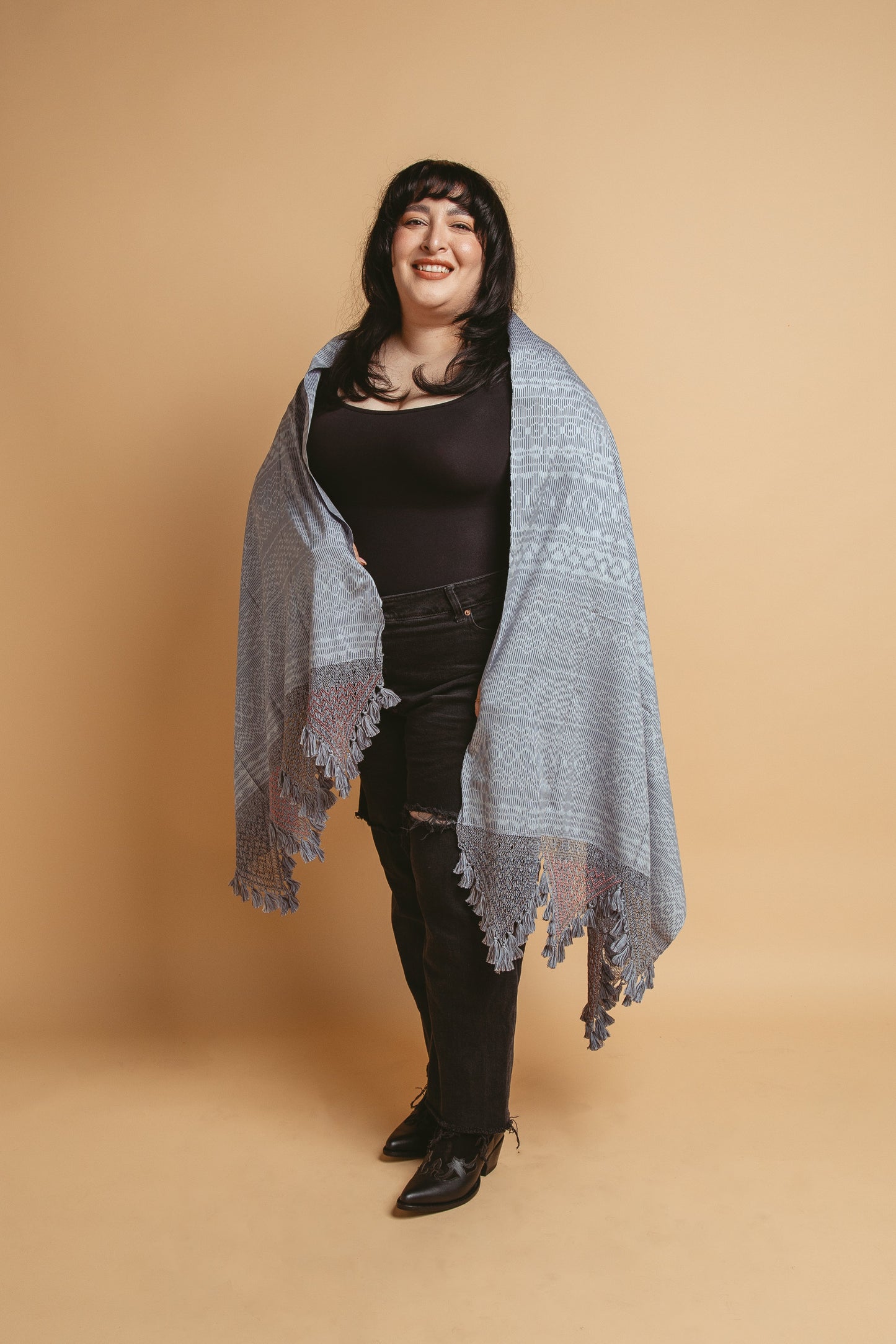 Large Beaded Rebozo - Arcoíris - Cadena Collective
