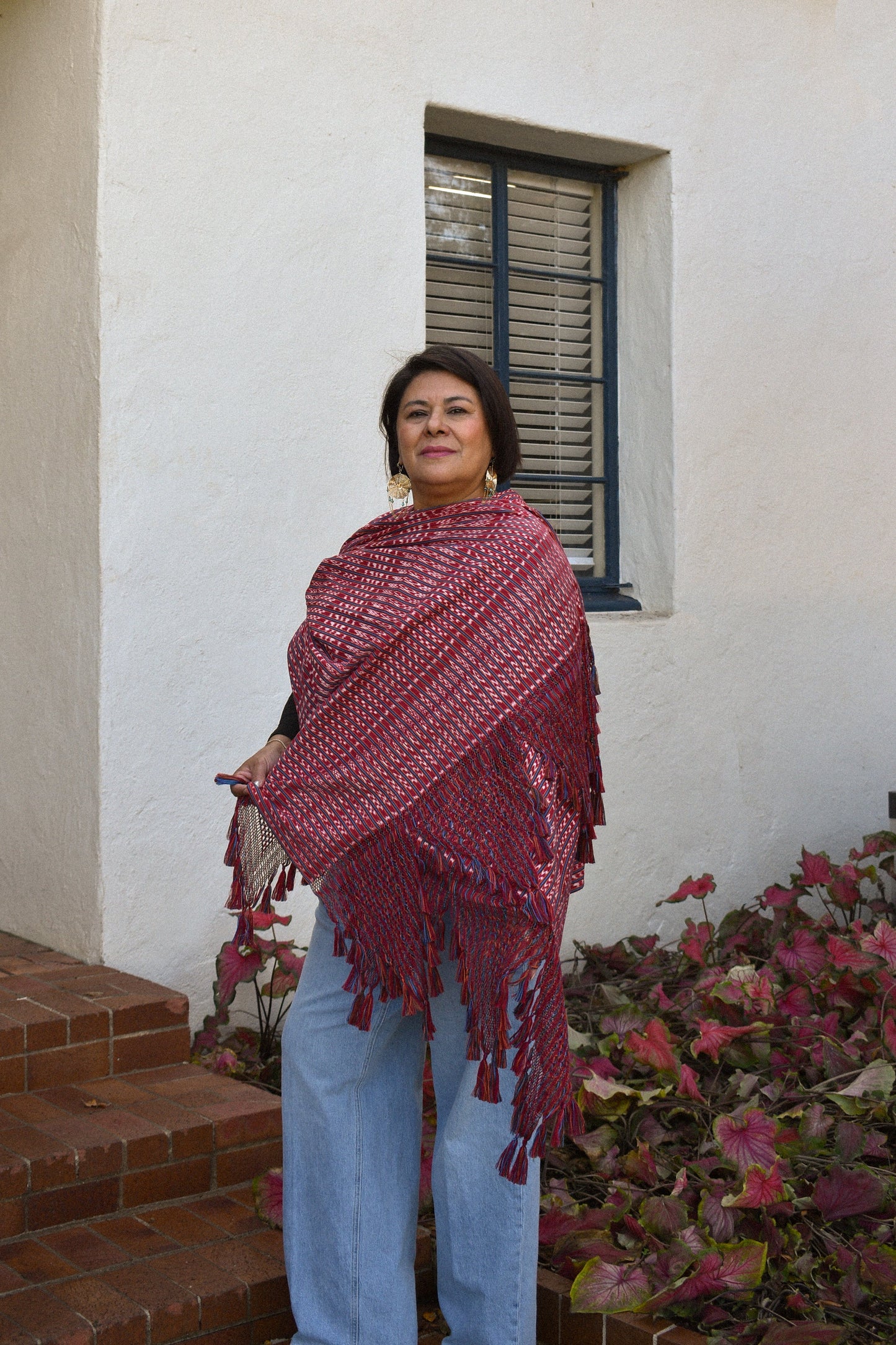Large Rebozo - Burgundy - Cadena Collective
