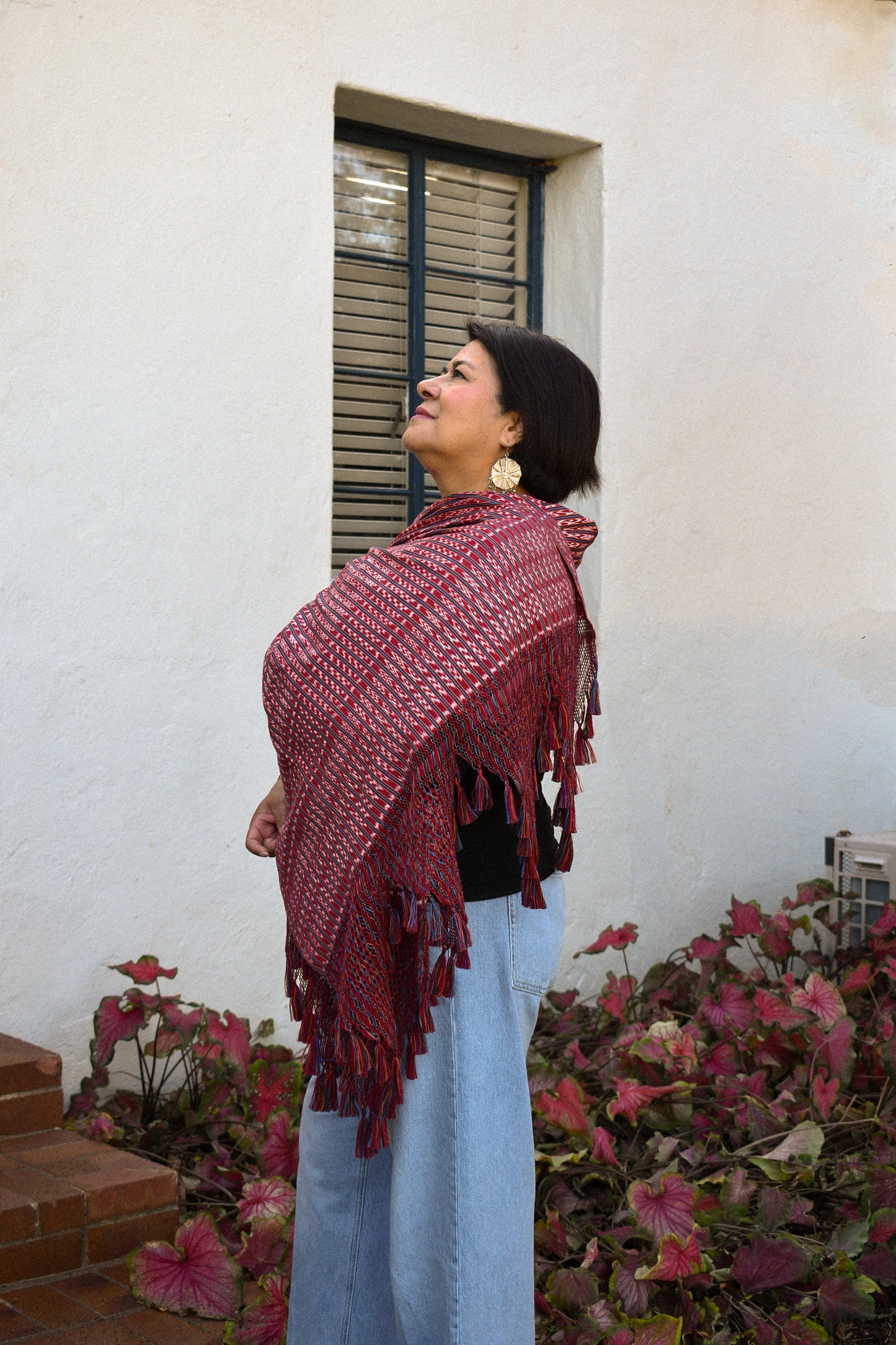 Large Rebozo - Burgundy - Cadena Collective