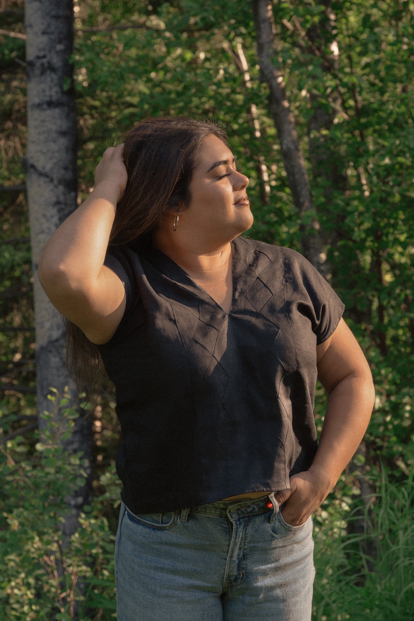 Linen Betaza Huipil - Black - Cadena Collective