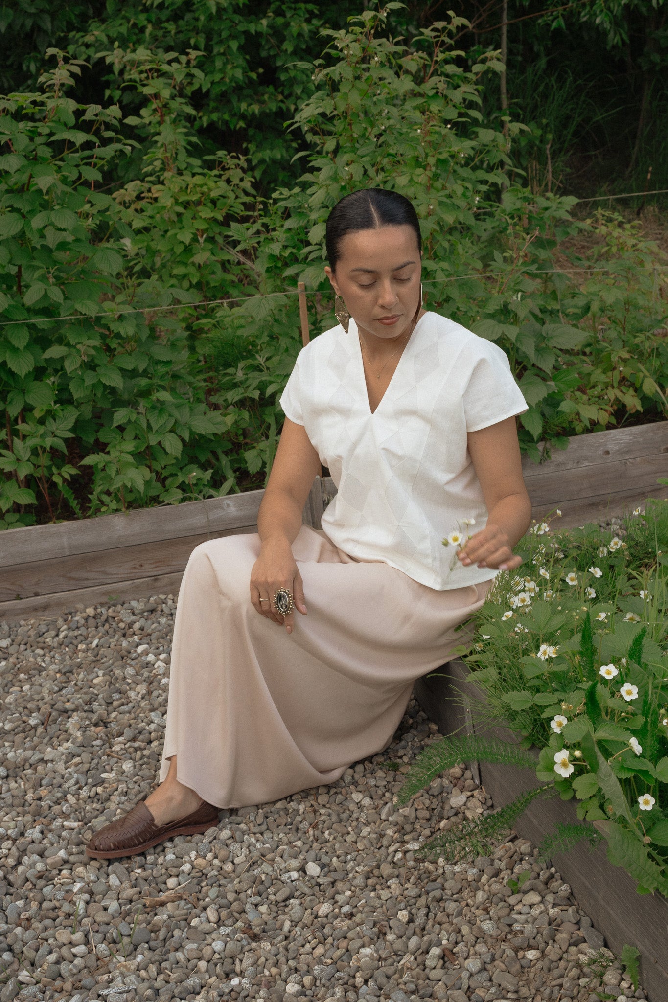 Linen Crop Huipil Betaza - White - Cadena Collective