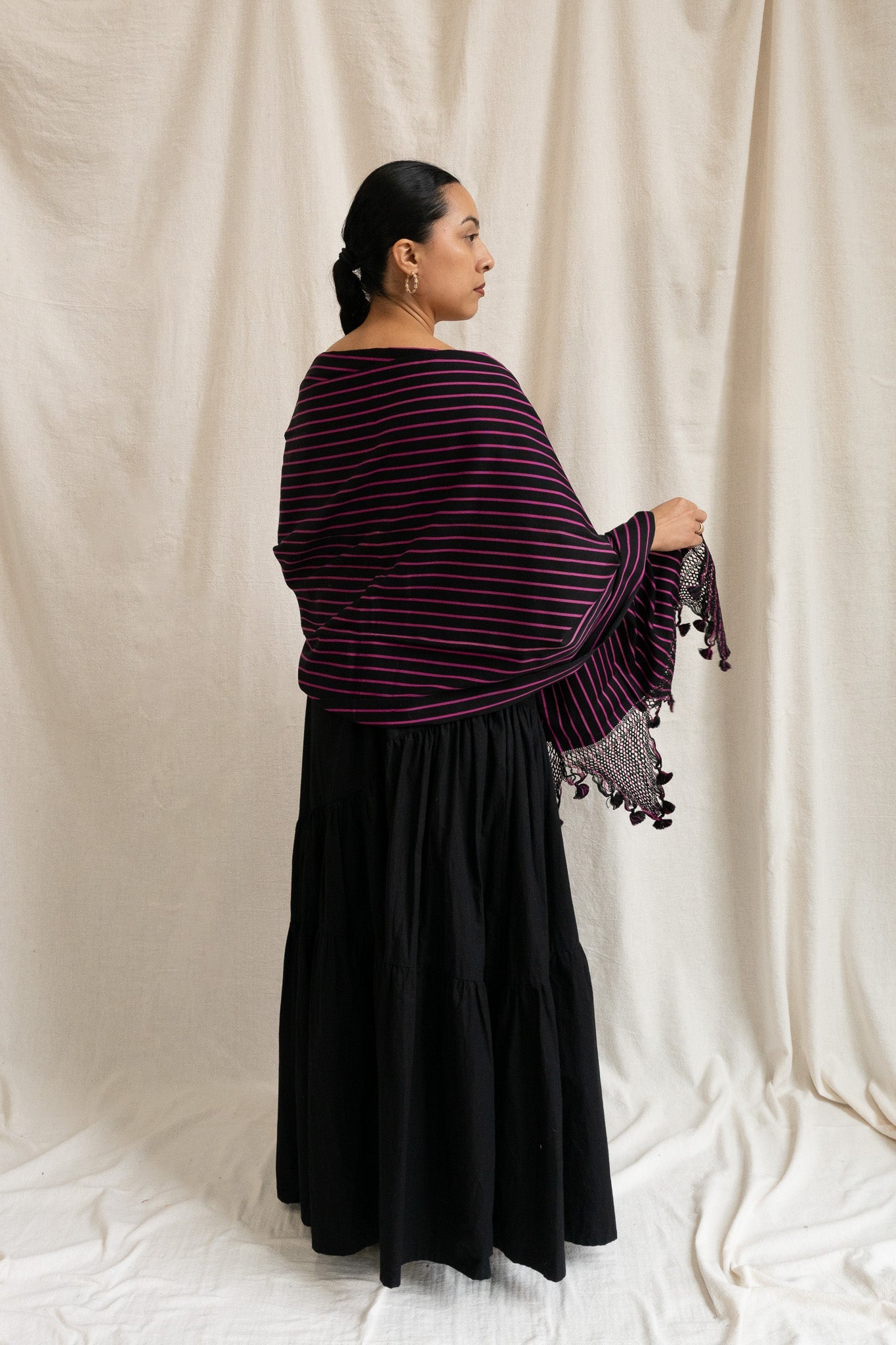 Medium Rebozo - Black - Cadena Collective