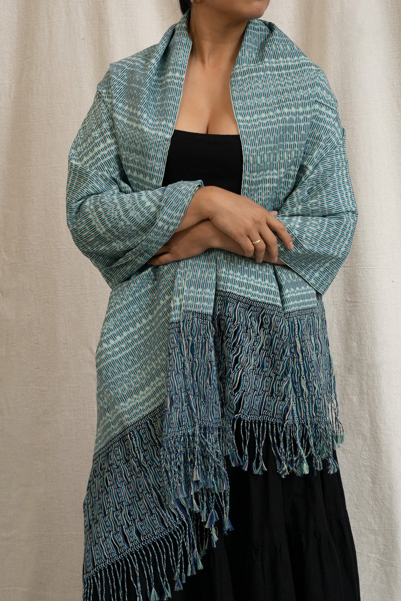 Medium Rebozo - Blue - Cadena Collective