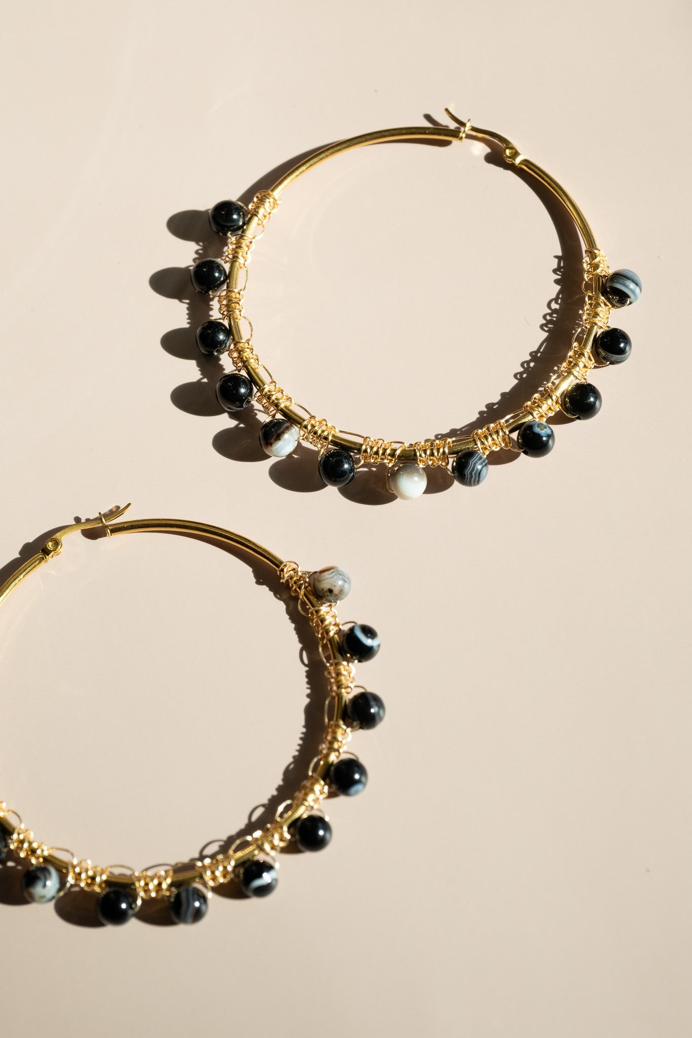 Onyx Hoop Earrings - Cadena Collective