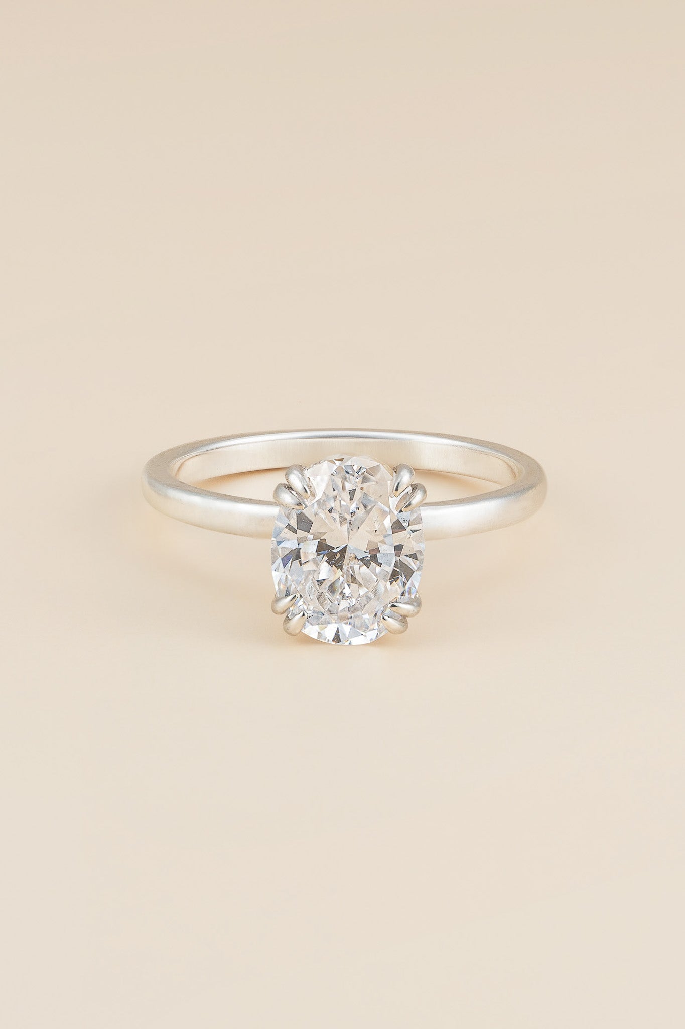Oval Diamond Double Prong Solitaire Ring - Cadena Collective