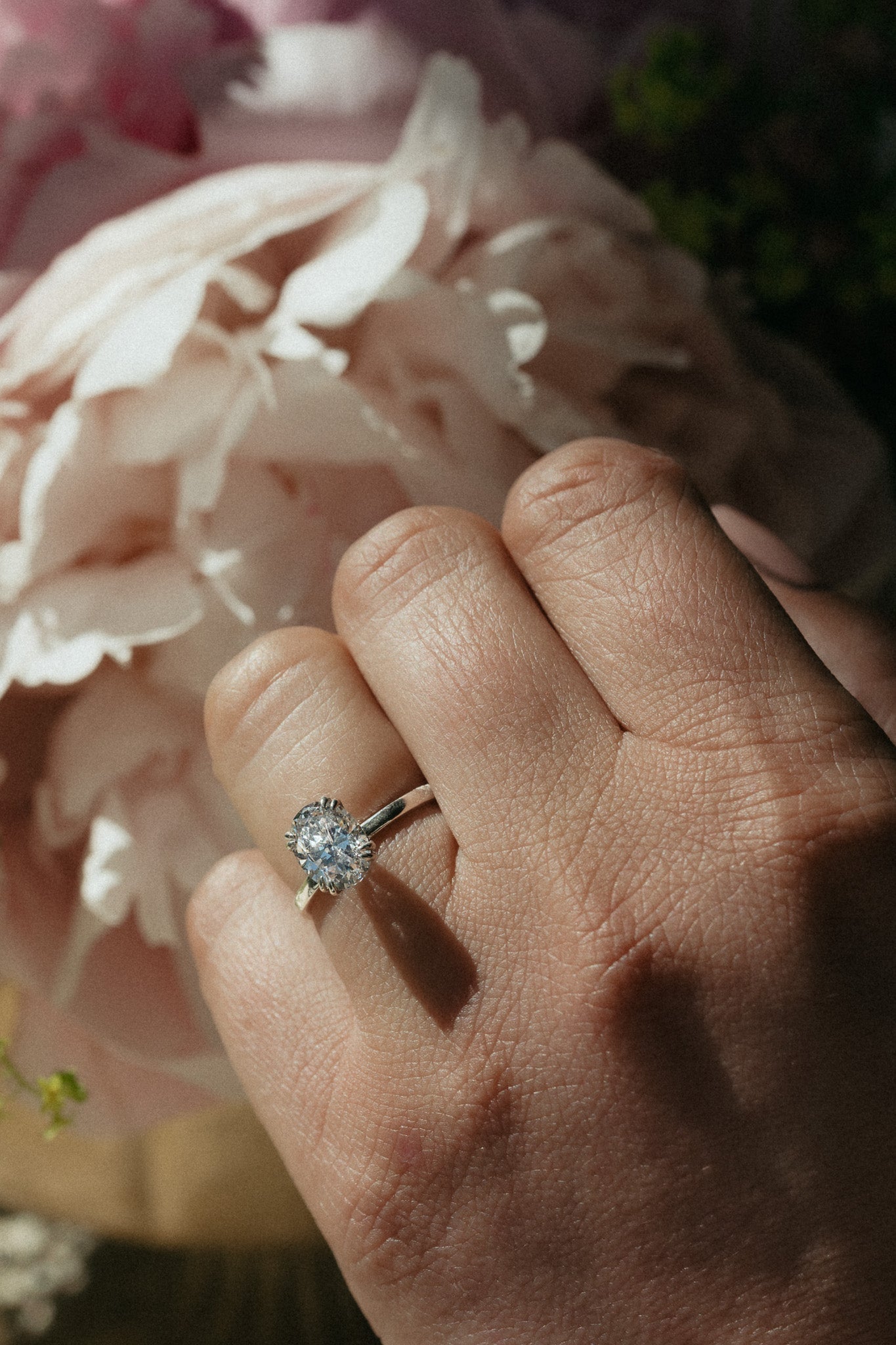 Oval Diamond Double Prong Solitaire Ring - Cadena Collective