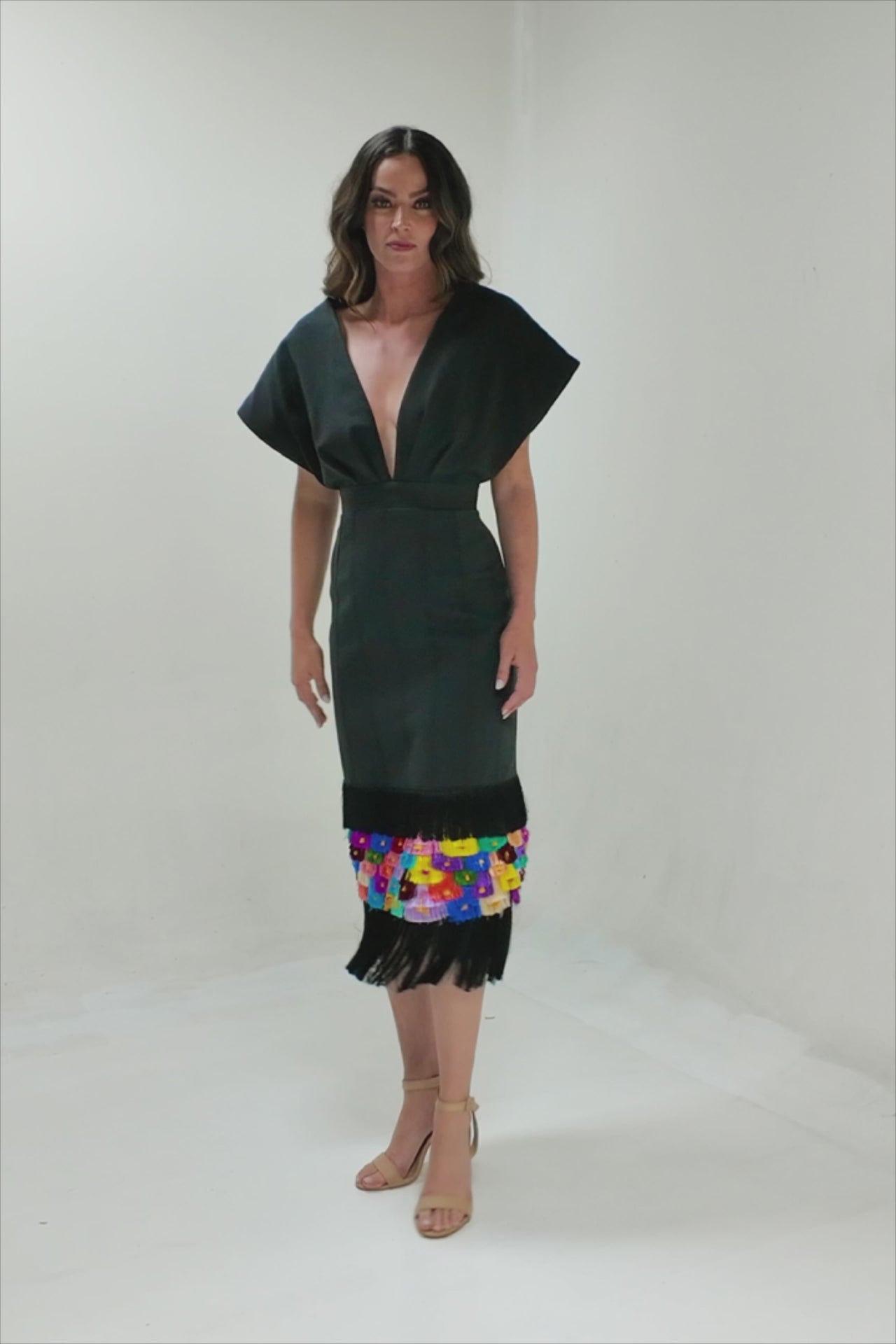 Silk Loom Dress - Black
