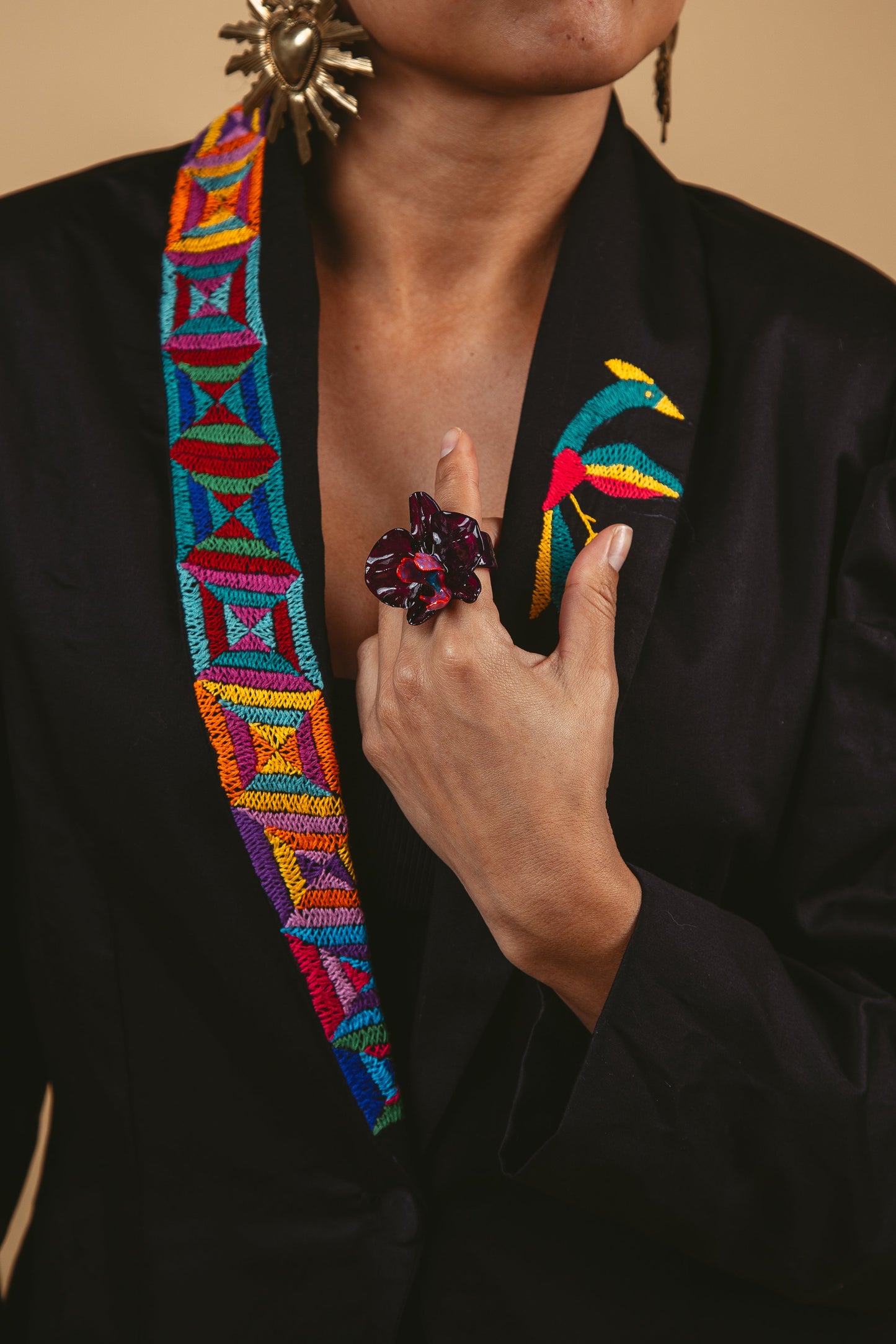 Red Orchid Medium Ring - Cadena Collective