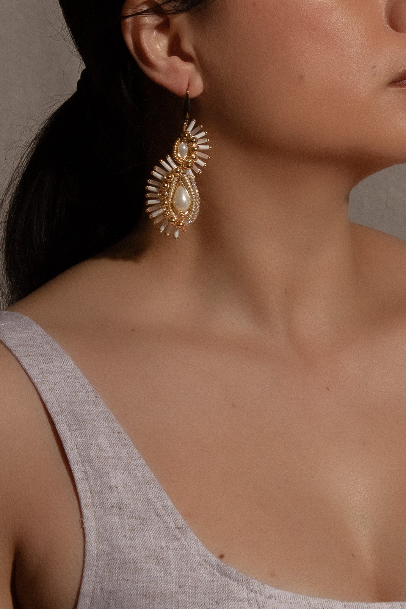Sienna Drop Earrings - White - Cadena Collective