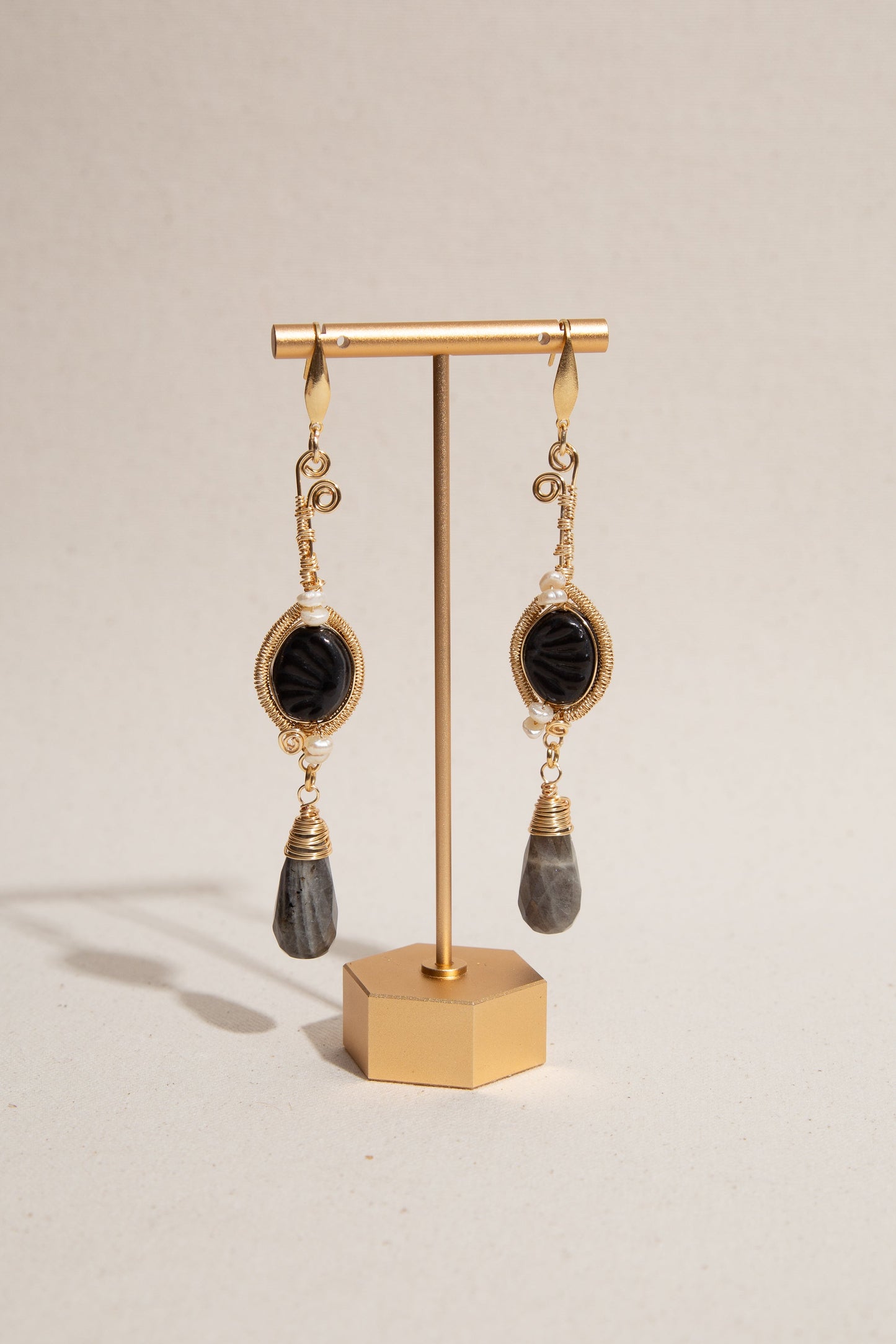 Talavera Stone Earrings - Black - Cadena Collective