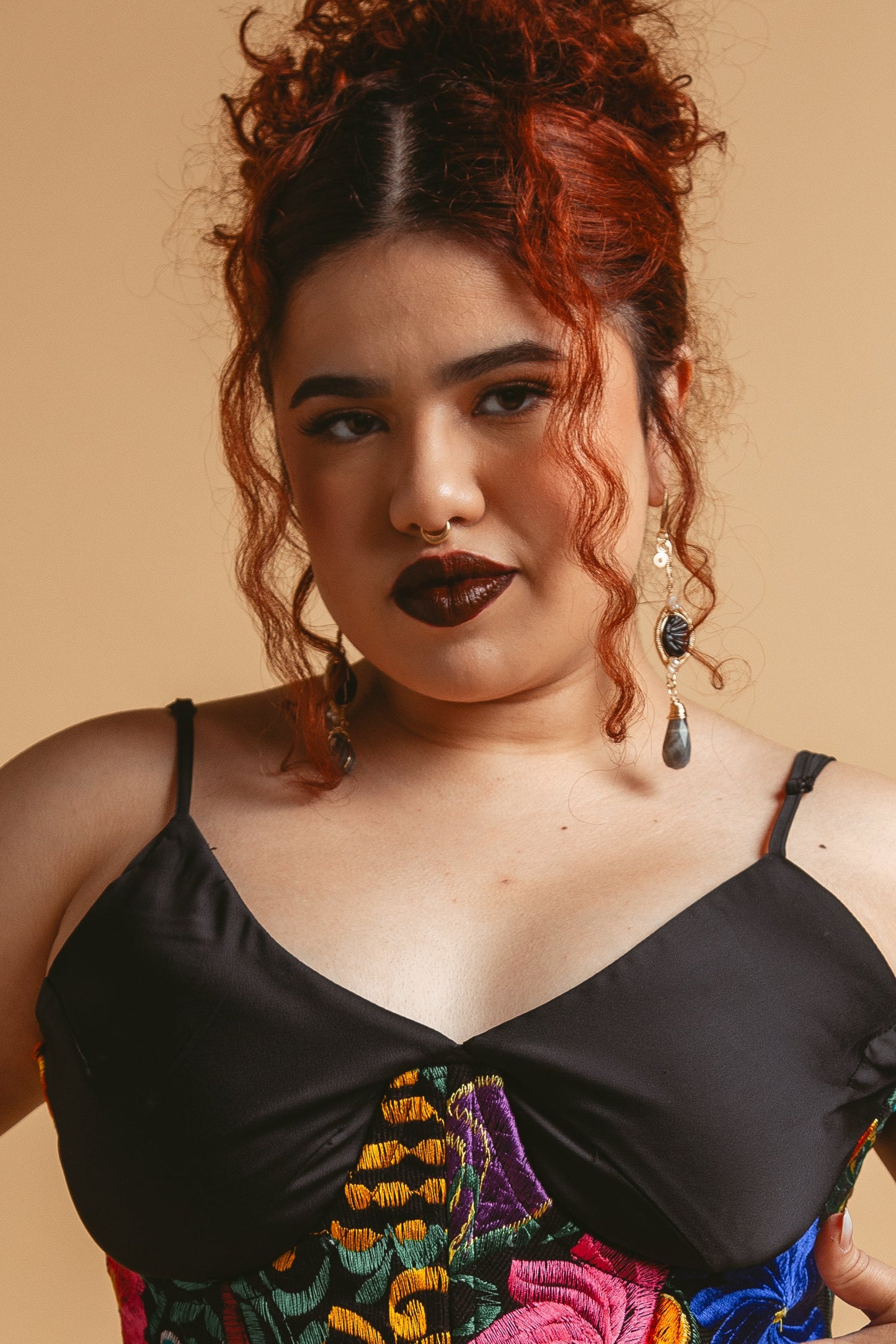 Talavera Stone Earrings - Black - Cadena Collective