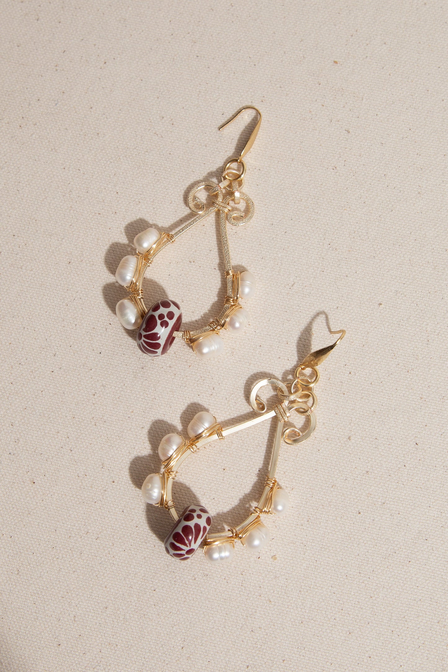 Talavera Tear Earrings - Red - Cadena Collective