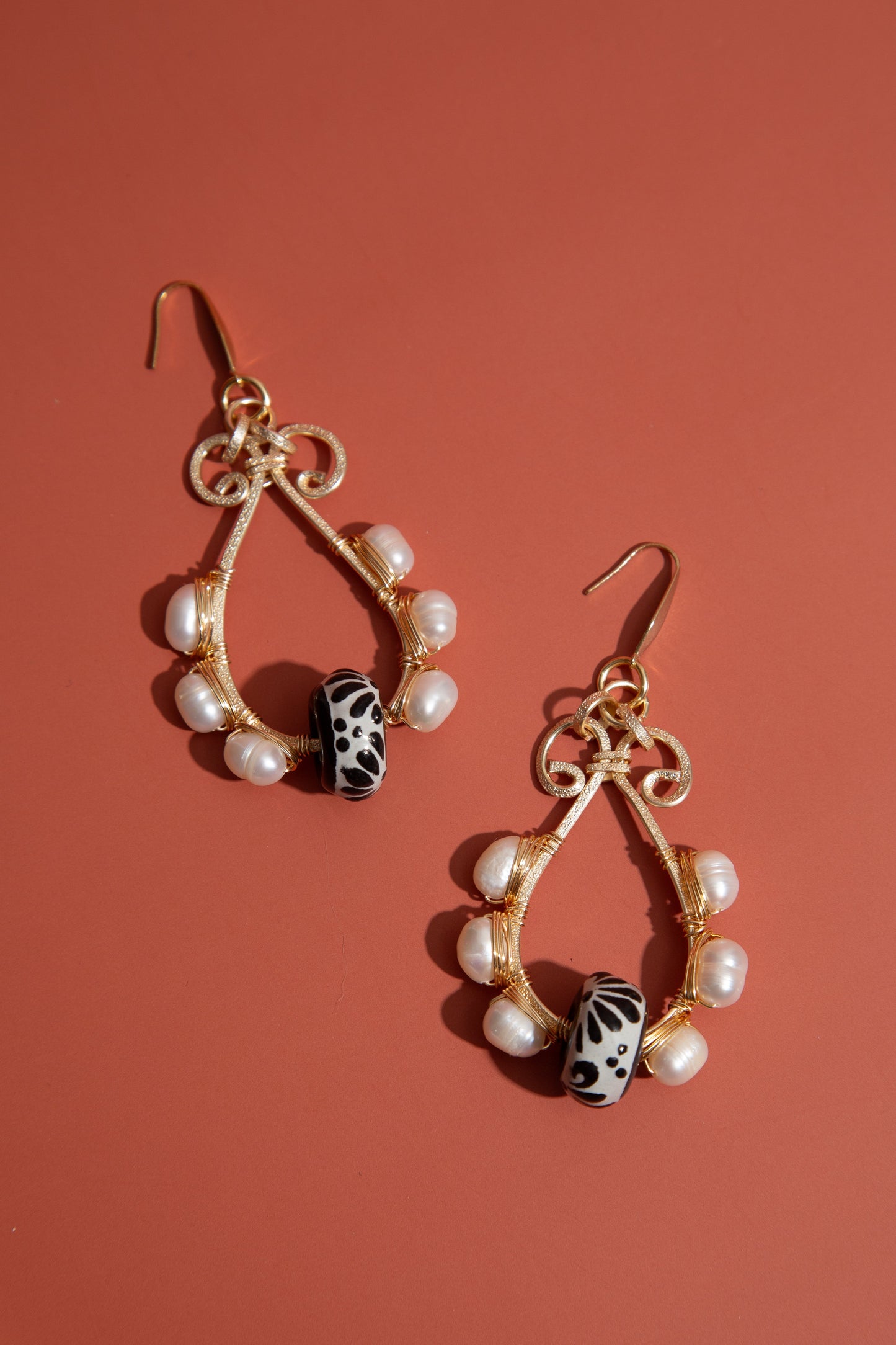 Talavera Tear Earrings - White - Cadena Collective