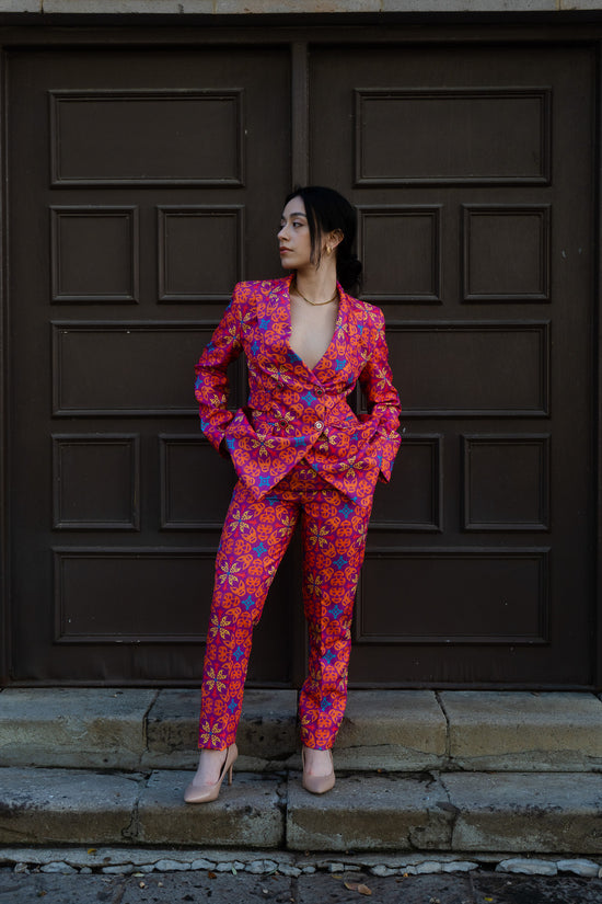 Quadrilateral Double-Breasted Suit Blazer