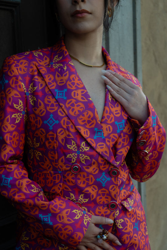 Quadrilateral Double-Breasted Suit Blazer