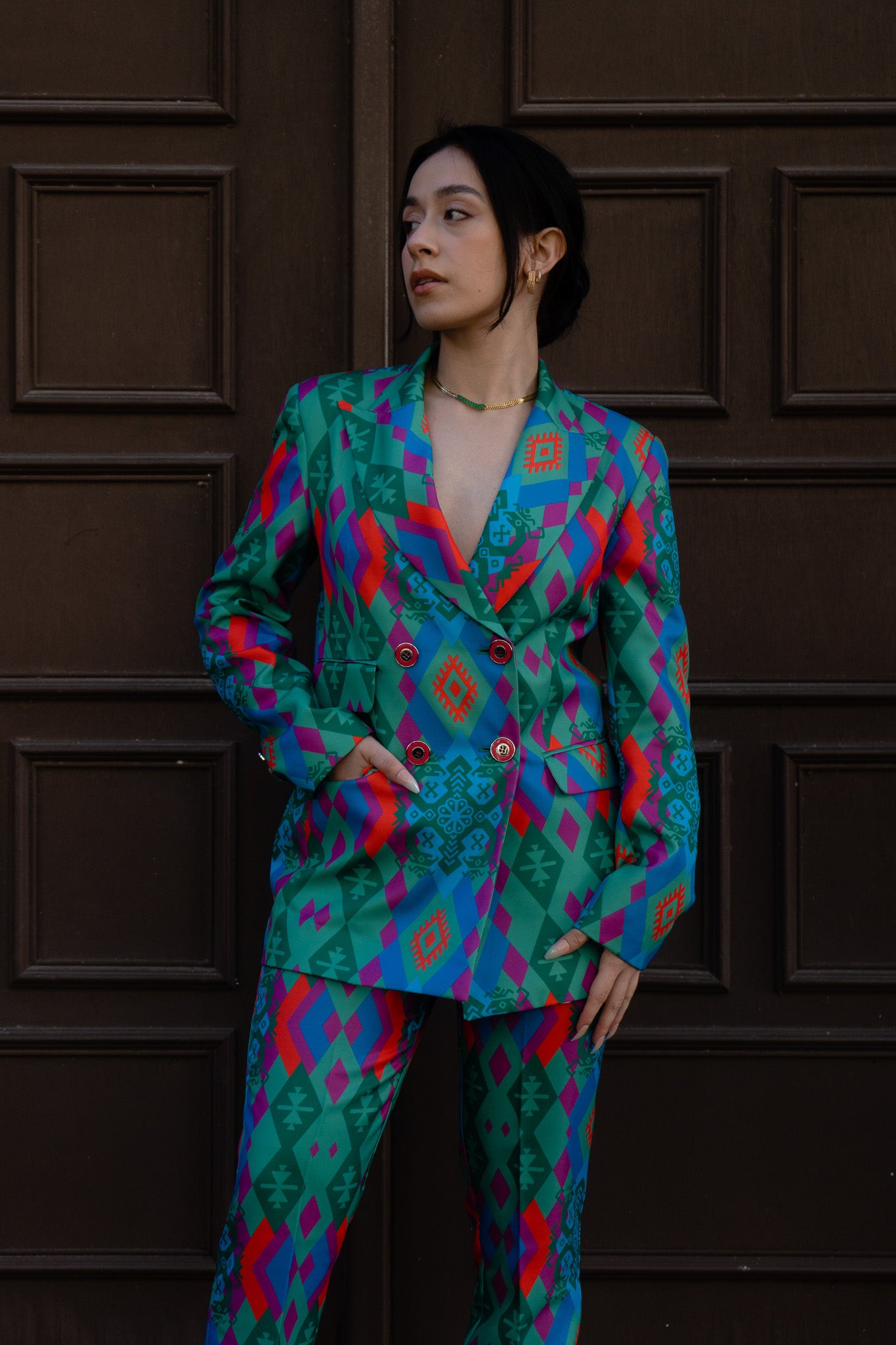 Wixa Rombos Double-Breasted Suit Blazer