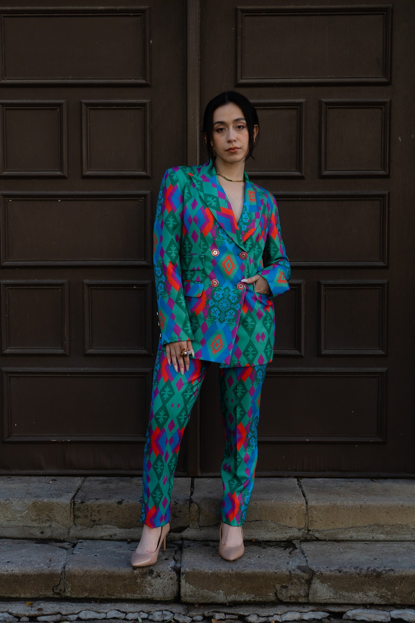 Wixa Rombos Double-Breasted Suit Blazer