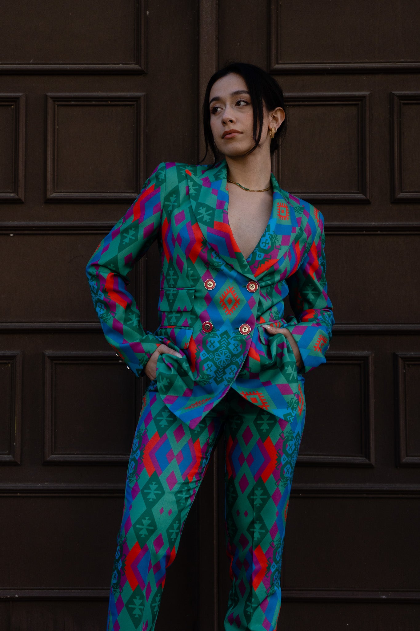 Wixa Rombos Double-Breasted Suit Blazer