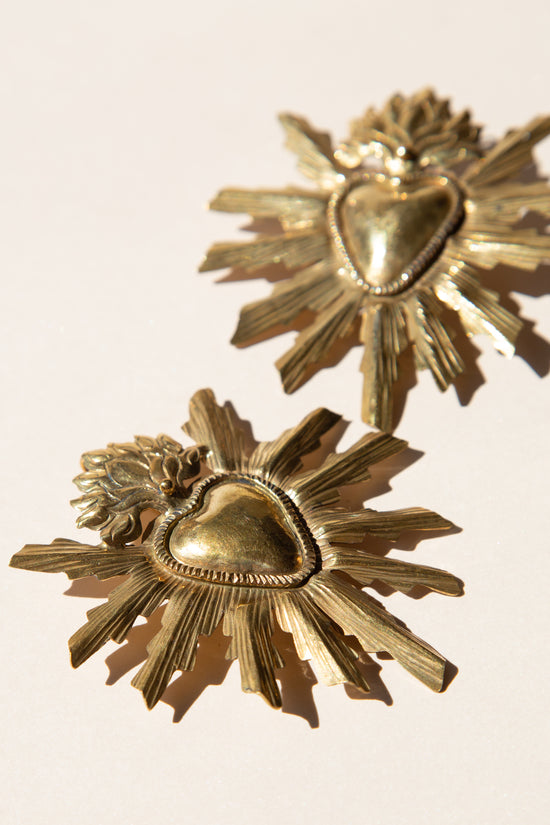 Corazon Sagrado Gold Earrings