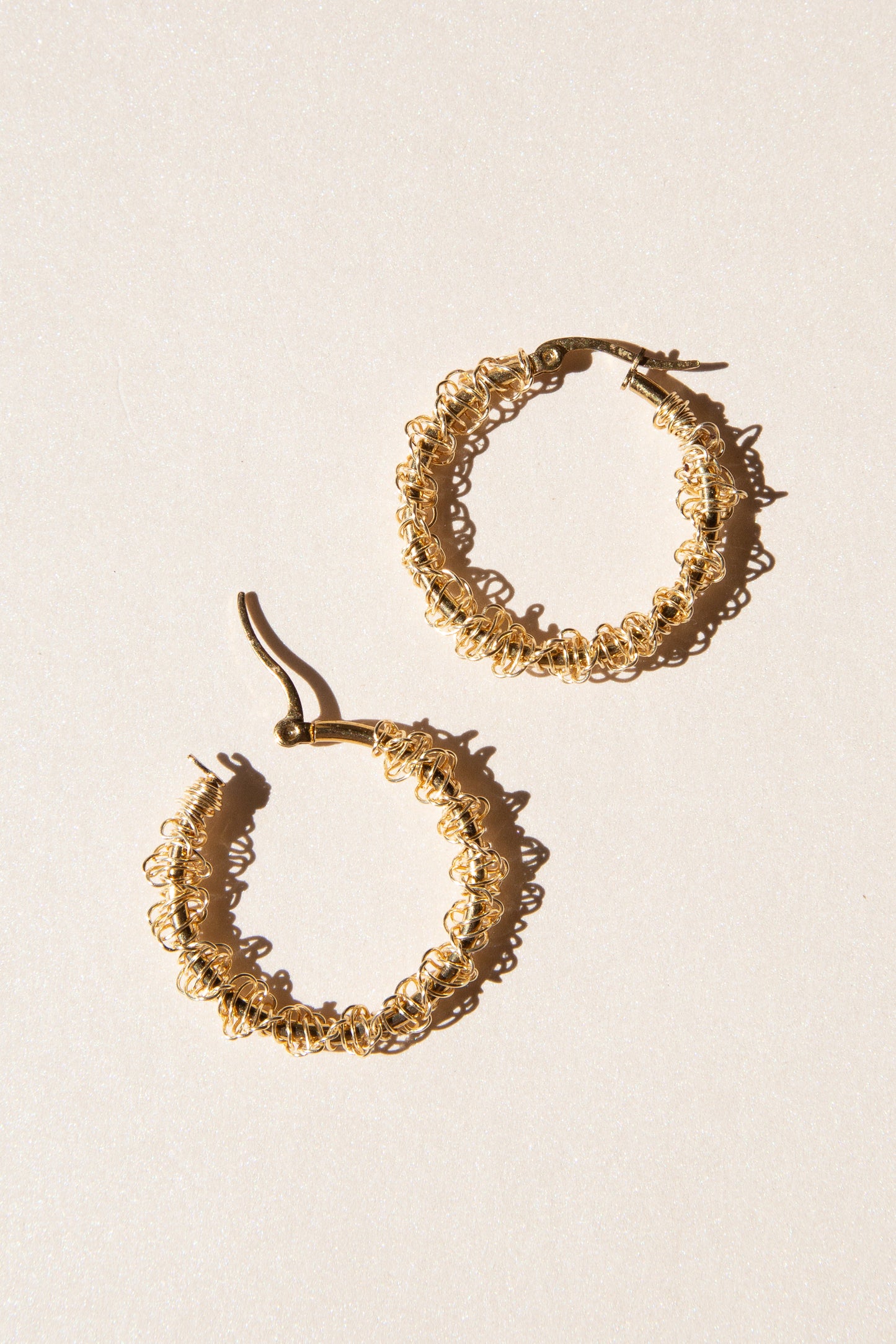 Load image into Gallery viewer, Gold Macramé Hoop Earrings
