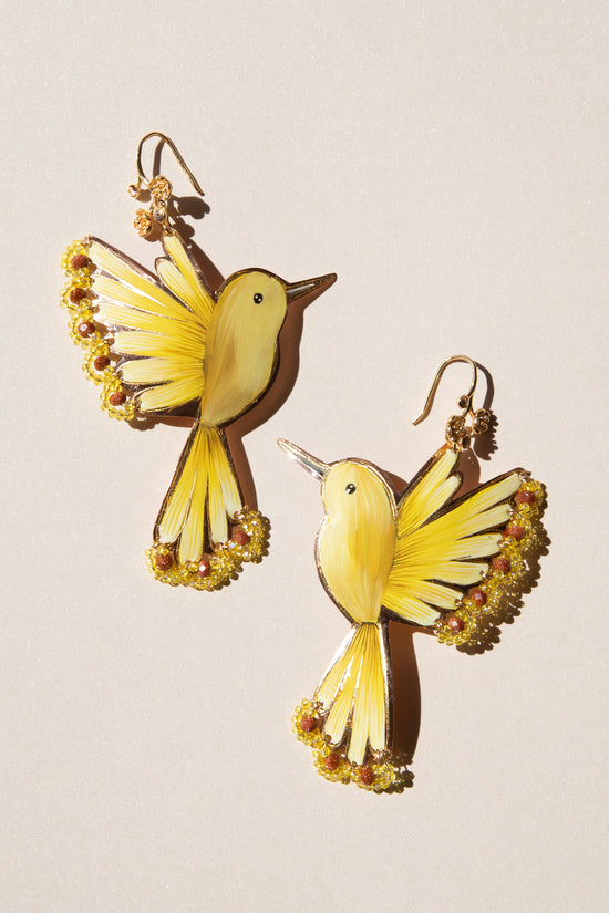 Yellow Colibrí Drop Earrings