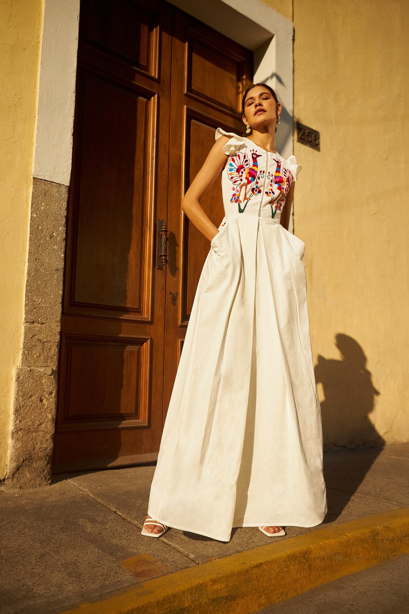 Aves Embroidered Dress - Cadena Collective