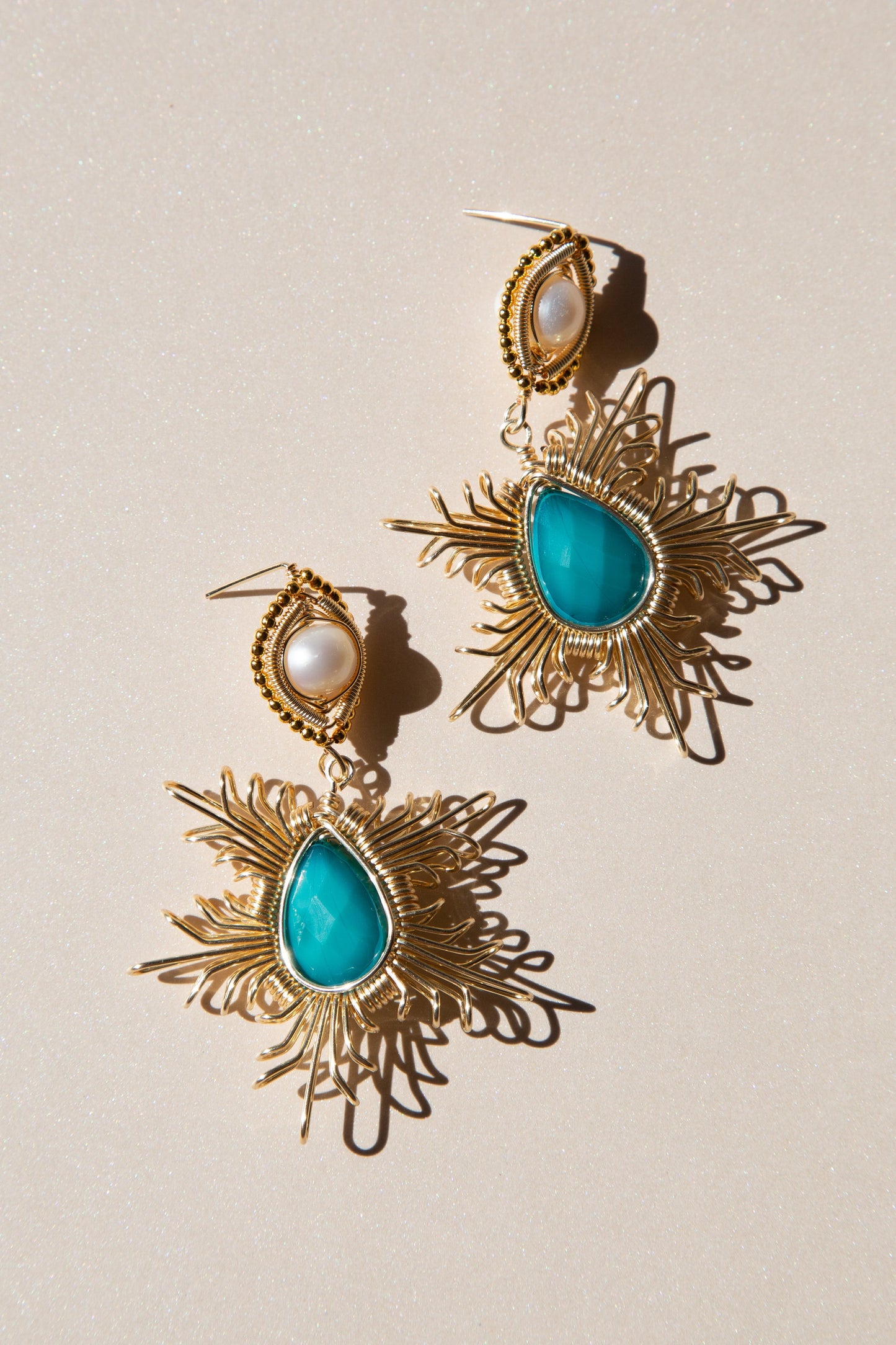 Emilia Drop Earrings - Teal - Cadena Collective