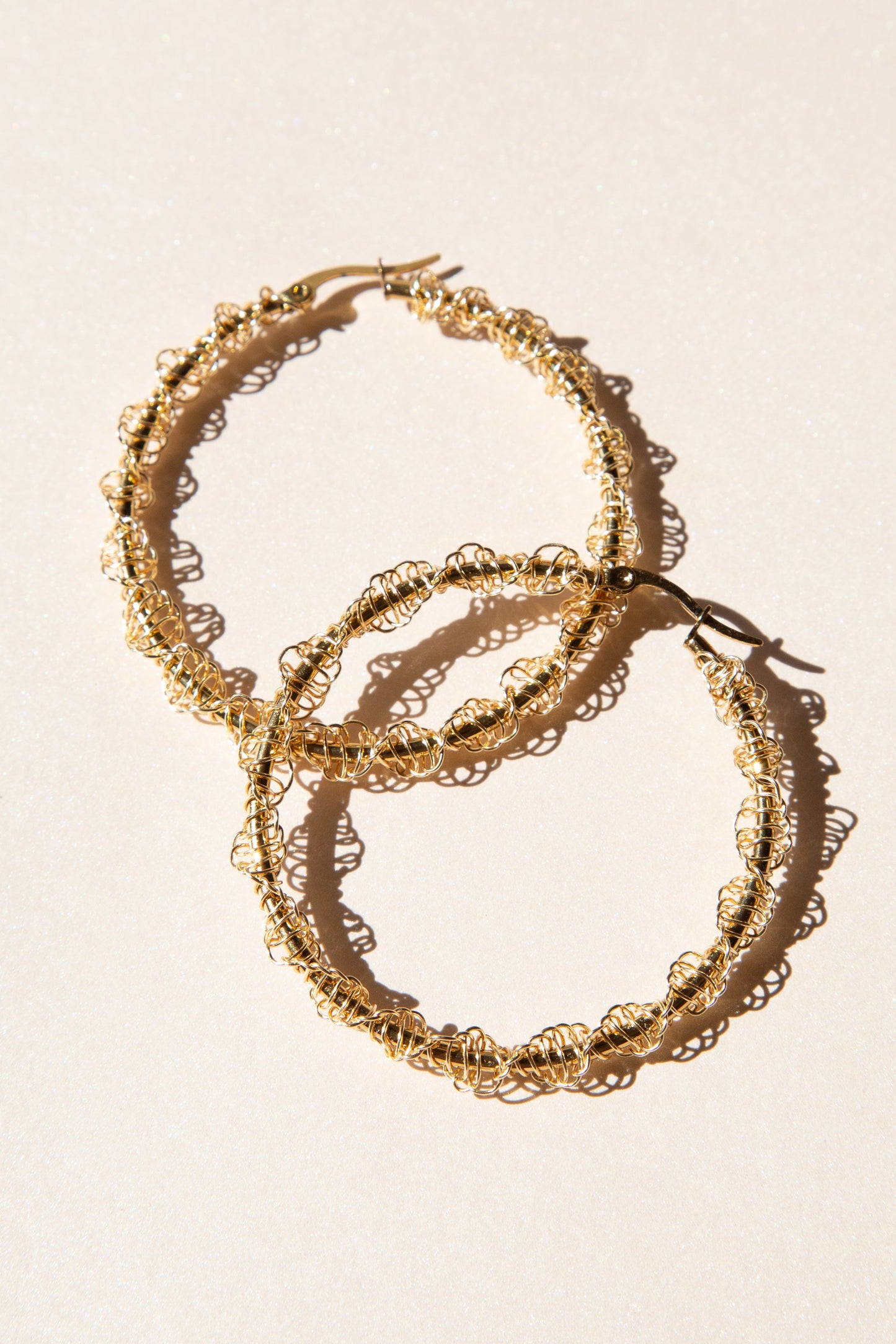 Gold Macramé Hoop Earrings - Cadena Collective