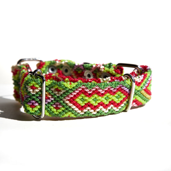 Load image into Gallery viewer, Electric Woven Handmade Vegan Dog Collar - S
