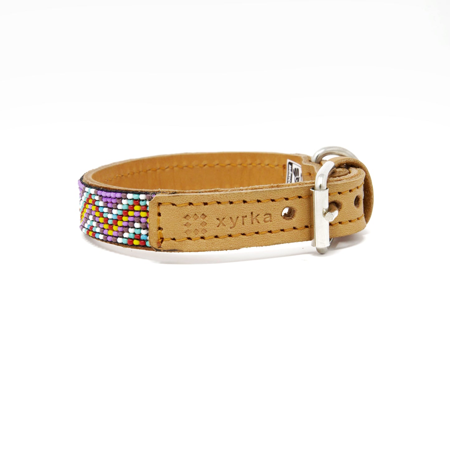Zig Zag Beaded Handmade Leather Collar & Leash Set - Mini
