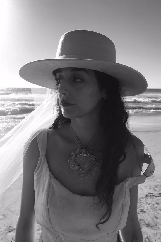 Bridal Veil & Suede Hat