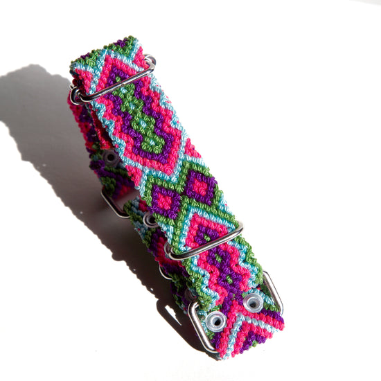 Load image into Gallery viewer, Electric Woven Handmade Vegan Dog Collar - S
