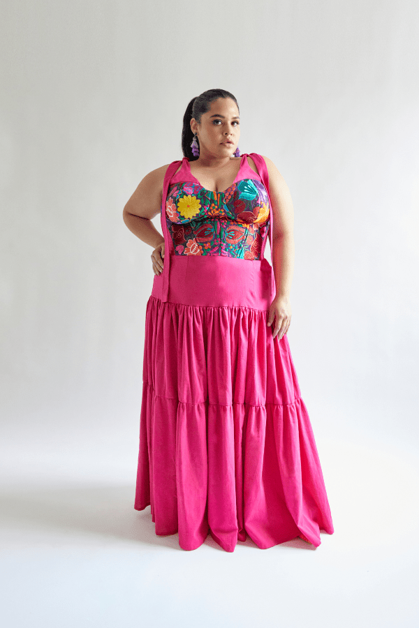 Mexirosa Embroidered Dress - Cadena Collective
