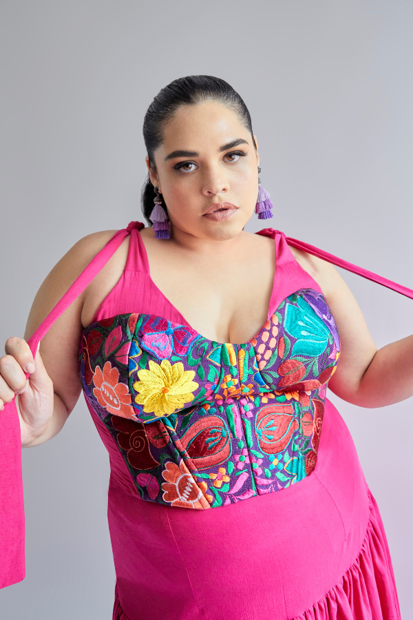 Pink Flower Embroidered Bustier - Nayibi México – Cadena Collective