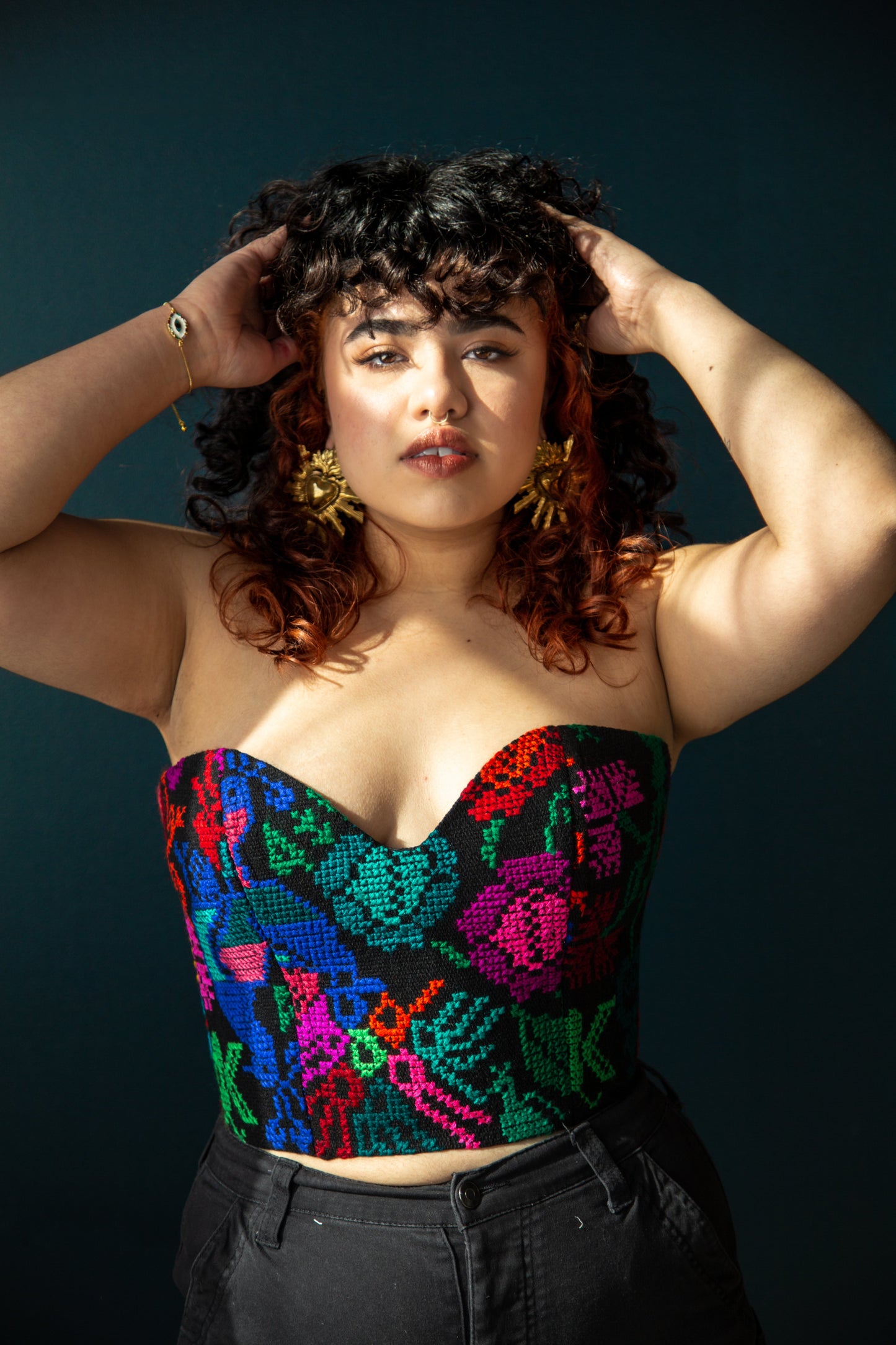 Puebla Embroidered Corset - Cadena Collective