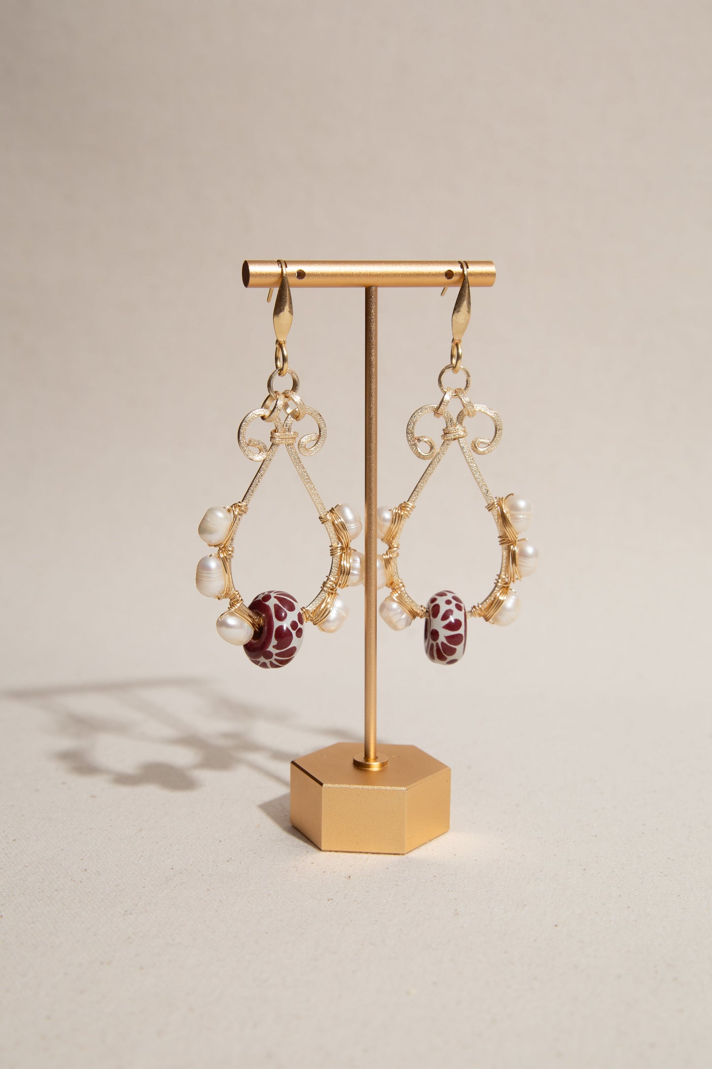 Talavera Tear Earrings - Red - Cadena Collective